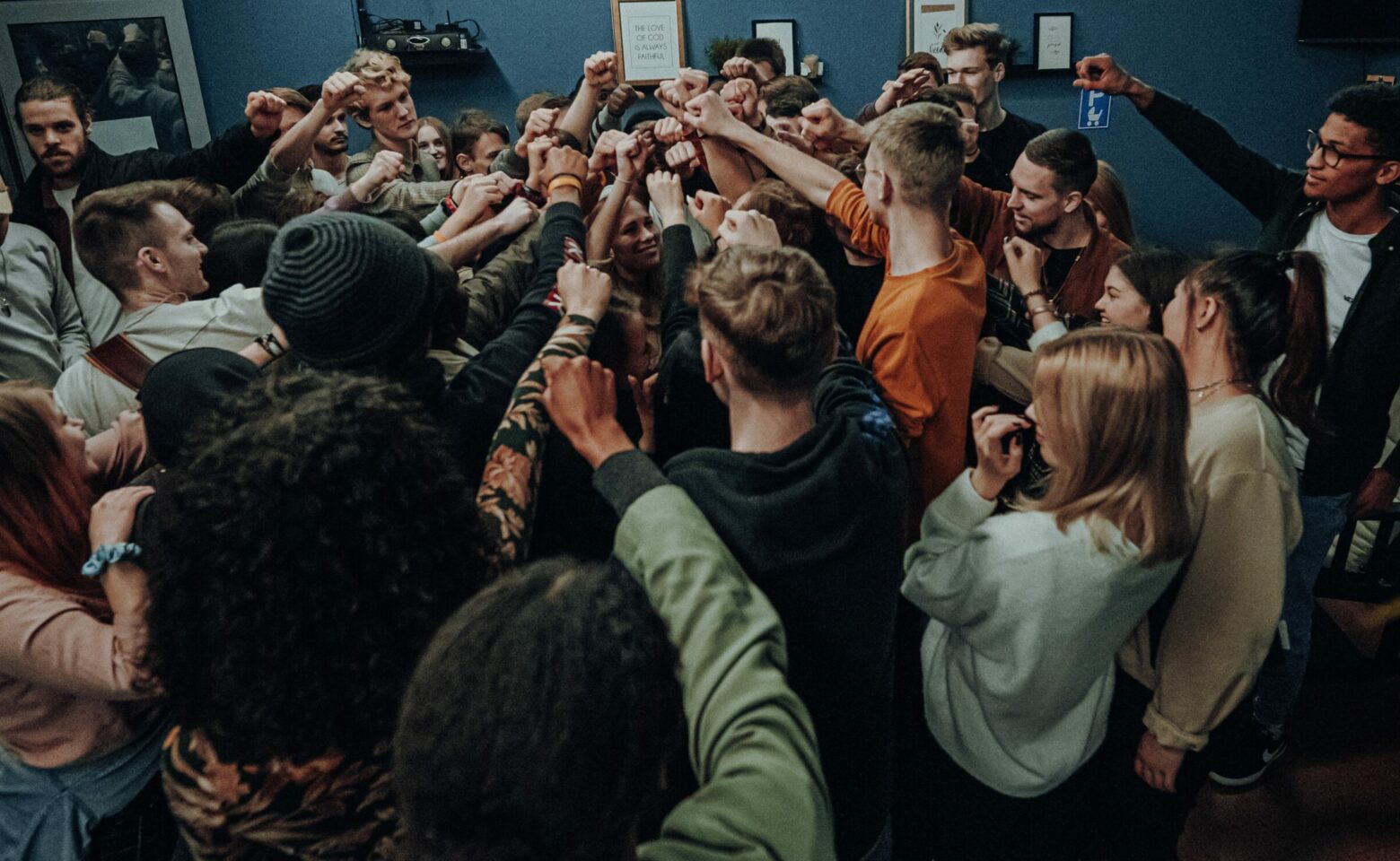 Crowd of young people